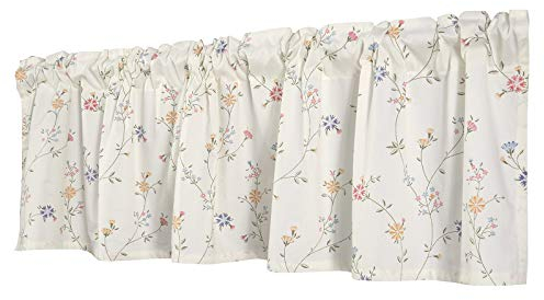 Dreamskull Scheibengardine Bistrogardine Landhaus Kurz Küche Modern Kurzgardinen Kurzstores Gardinen Küchengardine Stangendurchzug mit Blumenmuster Bunt 150 cm Breit Kleinfenster Kurze Fenster