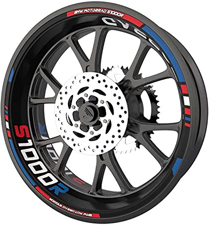 Set completo di adesivi per cerchi per BMW S1000R Premium (8 adesivi per 2 ruote), multicolore