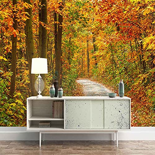 FVGKYS Wandgemälde Benutzerdefinierte Wandbild Tapete 3D Roter Wald Laubabwerfend Wandtattoo Kinderzimmer Wohnzimmer Schlafzimmer Fotowand Papier Selbstklebend Tapeten Wanddekoration 300x210cm