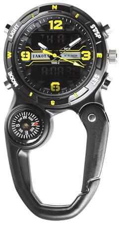 Dakota Digital Clip, Quality Pocket Watch, Fob Alarm, Stopwatch, Timer and Dual Time, Premium Durability Outdoor Gifts for Men, Use for Fishing Hunting, and More, Tactical Digital, Clip On Watch