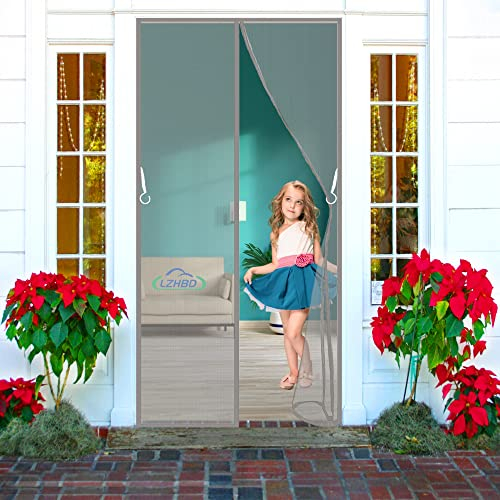 LZHBD Fliegengitter Insektenschutz, 85x180 cm Fenster Rollo Insektenschutzrollo Ohne Bohren Kinderleichte Klebemontage, Grau, Neuste Version