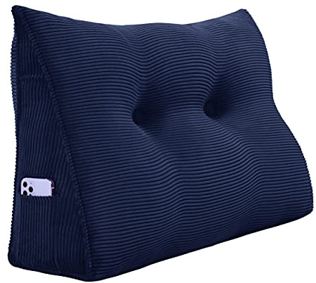 Johnear Keilkissen aus Cordstoff, Ergonomisches Rückenstützkissen mit Schnallen Atmungsaktives Lesekissen für Bett & Sofa, Waschbarer Bezug