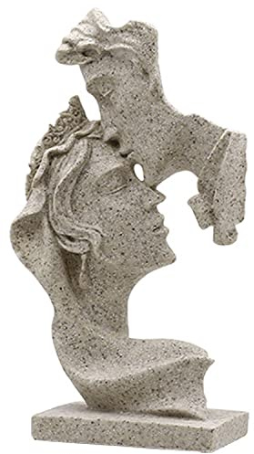 PIGPIGFLY Beso de Amor Estatua, Figuras Decorativas, Sala de Estar Decorativa Moderna para Poner, Escultura Abstracta Poliresina, Idea de Regalo（Arenisca）