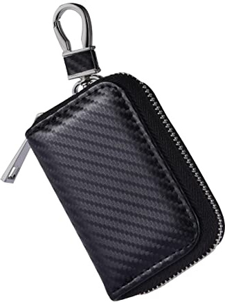 angxiong Keyless Go Schutz Autoschlüssel Tasche Autoschlüssel Signal Abschirmbox RFID Diebstahlschutzbox aus Leder Fernbedienung schlüsseletui mit Haken und Schlüsselring