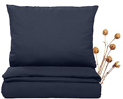 JONA SLEEP® Premium Leinen Bettwäsche (135 x 200 cm) - 50% Leinen, 50% Baumwolle - hochwertige Verarbeitung | atmunsaktiv, raumfluftregulierend | schadstoffgeprüft (Navy)
