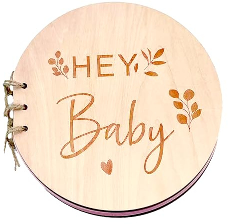 RunFar shop Holz Baby Party Gästebuch Baby Shower Taufe Geburstag Gästebuch zum Ausfüllen Alternative 22cm als Geschenk zur Geburtstag 40 Seiten