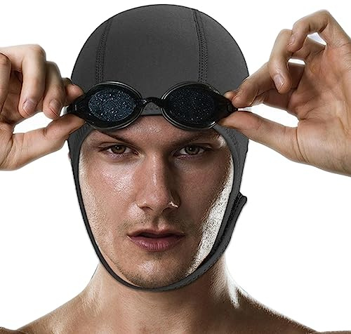 Cuffie da nuoto da uomo - Berretto da surf, cuffia da nuoto in neoprene da 2,5 mm - Mute invernali resistenti al freddo, cuffia da nuoto elastica professionale per adulti per sport acquatici