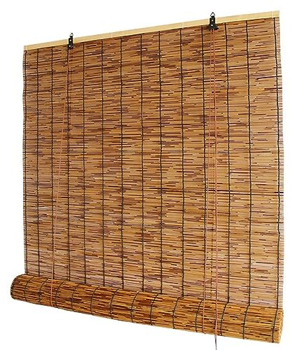 zhijiaqian456 Estores de Bambú Natural,Persianas enrollables y estores, Persiana Enrollable para Interiores y Exterior, Cortinas Opacas,Personalizable (105 x 110 cm)