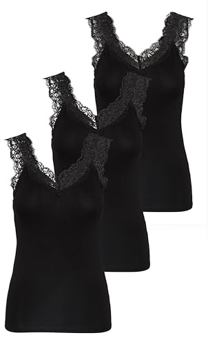 PIECES Damer Pcbarbera Lace Noos Bc Top, 3x svart, S