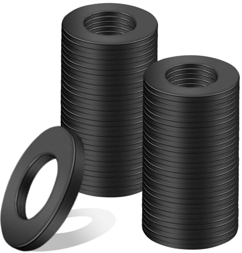 Nenull Rondelles M6 x 12mm Noir Acier au Carbone Rondelles Plates 60 Pièces Metal Étanchéité Joints Bague pour Vis Boulons Tige Filetée de Réparation Ménagère