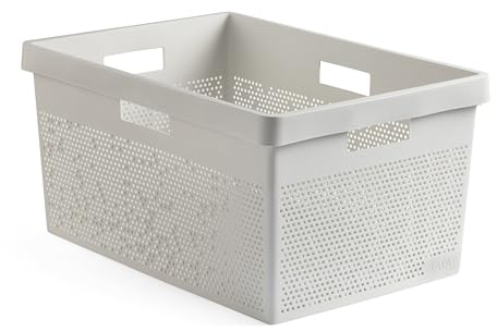 Tatay Panier à linge Bohol, 40 l, en polypropylène, sans BPA, plastique 100 % recyclé, blanc, dimensions : 41 x 33 x 50 cm