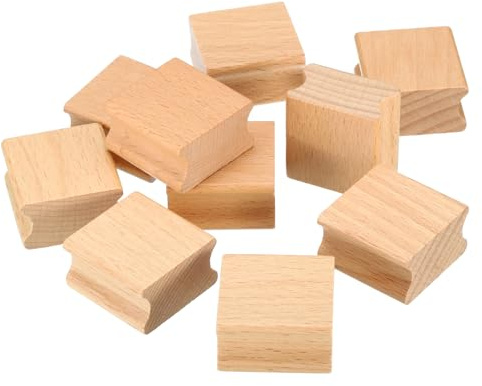 PATIKIL Soportes de Sello de Madera en Blanco de 35x35 mm, Paquete de 10 Bloques de Madera Dura para Hacer Sellos de Caucho de Bricolaje Estilo 2, Marrón