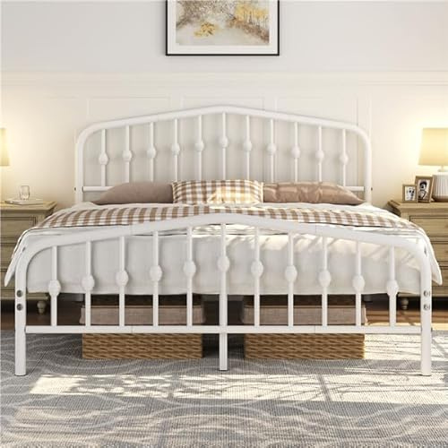 Yaheetech Struttura Letto Matrimoniale in Metallo 160 x 200 cm Bianco