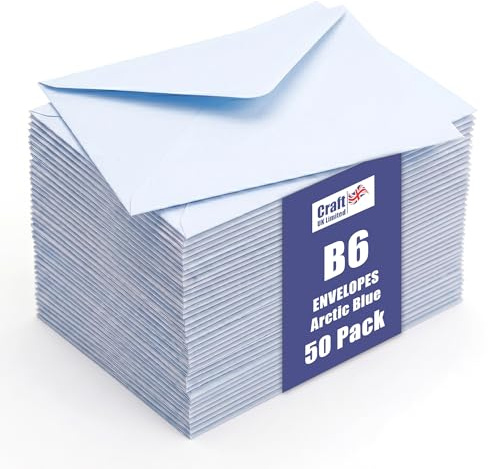 Craft UK 2427 Briefumschläge, B6, 125 x 175 cm, Arktisblau, 100 g/m², 50 Stück
