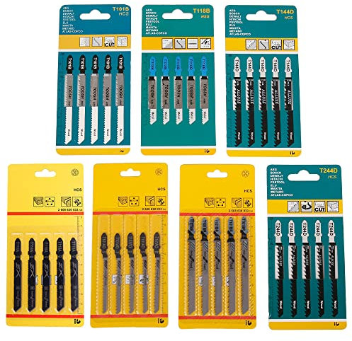 60pcs Universal Jigsaw Blades Set, Straight and Fast Cuts Carbon Steel Jigsaw Blades Compatible with for Festool, Bosch, Dewalt, Hitachi, Milwaukee, Makita for Wood Plastic Metal Cutting