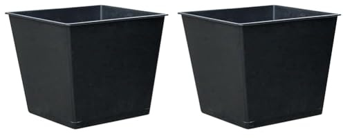 Dehner Universal-Pflanztopf, ca. 30 x 30 x 29 cm, Kunststoff, schwarz & Universal-Pflanztopf, ca. 26 x 26 x 30 cm, Kunststoff, schwarz