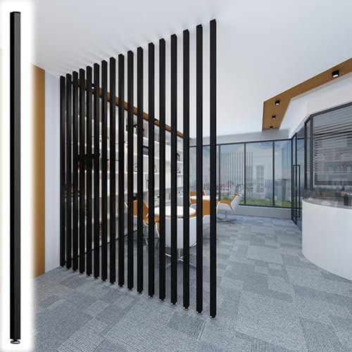 Divisorio per Ambienti Divisorio per pareti in legno dal pavimento al soffitto stanze, divisori extra alti Colonna con doghe in legno Schermi neri per l'arredamento del monolocale hotel home office(Bl