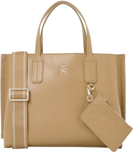 Tommy Hilfiger Bolso Tote Mujer Distinct Mini pequeño, Beige (Safari Canvas), Talla Única