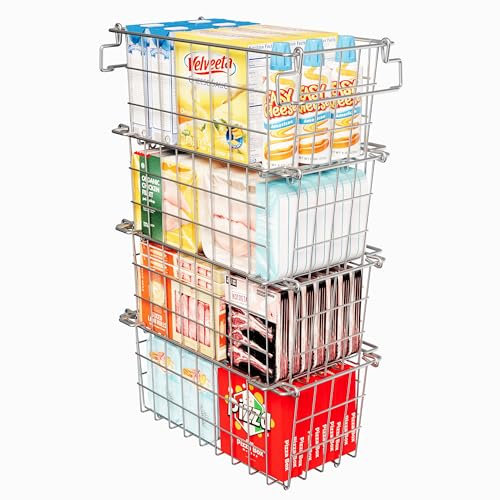 SUZLON 4Pack Stackable Chest Freezer Bins - Deep Freezer Organizer for 7 Cu.FT Frozen Food
