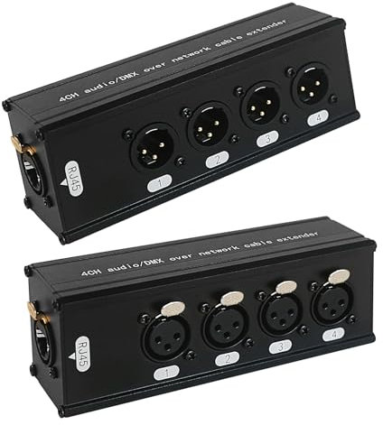 jindaaudio Multi Network a 4 canali, 3 pin XLR maschio e femmina a canali Ethercon, DMX Over Network Cable Extender, compatibile RJ45 Cat5/Cat6 Ethernet Extender (1 coppia: 4 maschio + 4 femmine)