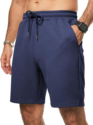 JMIERR Herren Textur Kurze Hosen Sommer Shorts mit 3 Taschen | Lässig, elastische Taille, Kordelzug, leicht, Sommerstrand