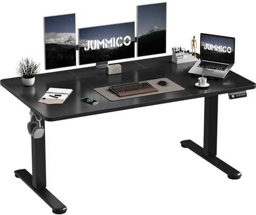 JUMMICO Höhenverstellbar Schreibtisch 140 x 60 cm Standing Desk Elektrischer Schreibtisch Höhenverstellbar mit Memory-Funktion,Schwarz
