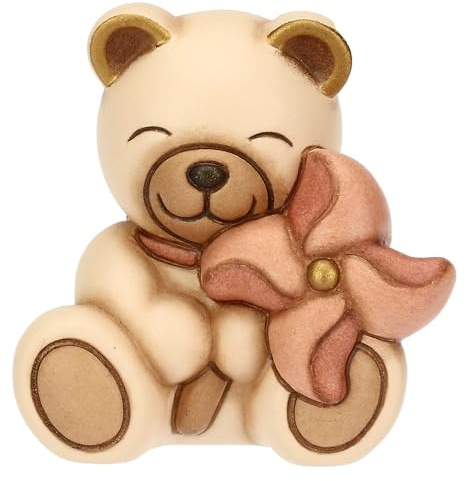 THUN - Teddy con girandola rosa - ceramica - Collezione Bomboniera - 5.2 x 4.1 x 5.2 cm