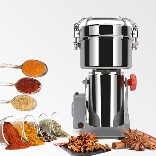 Bonxrdun Mulino elettrico per cereali, 800 g (25000 giri/min, 2400 W), Electric Grain Mill con 3 lame per grinding fine