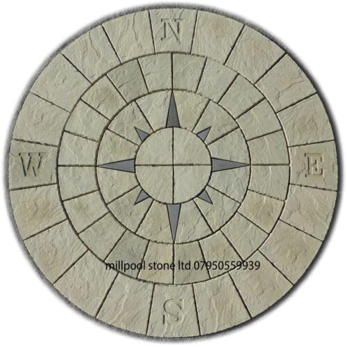 2.56m Nautical Compass Stone Circle Paving Patio Garden Flags | Concrete