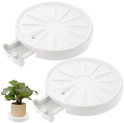Lot de 2 grands rouleaux de plantes de 33 cm avec roues invisibles à 360° pour intérieur et extérieur, grands pots de fleurs, terrasse, capacité de charge maximale de 181,4 kg