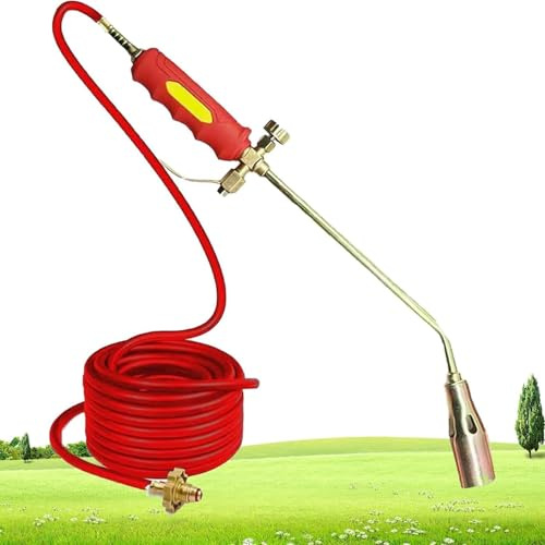 Kit de désherbage au propane, lance-flammes portable avec tuyau, désherbeur thermique et allume-feu for barbecue, for désherbage, toiture, neige glacée, marquage routier(1.4in Nozzle,16.4Ft Tube)