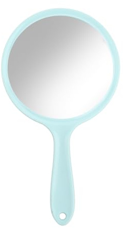FESSOSKO Handspiegel mit Griff Doppelseitiger Spiegel 1X/3X Vergrößerung Spiegel Kosmetikspiegel Schminkspiegel Runde Form für Damen Tägliche Make-up (Grün)