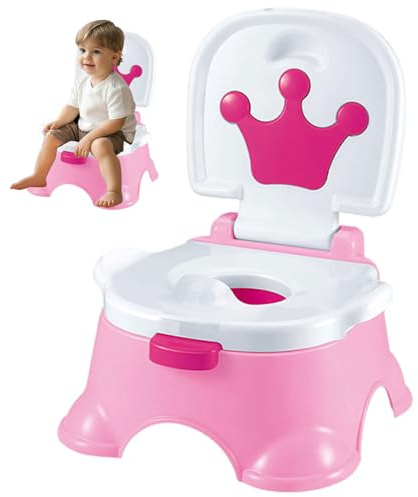 Toilette da allenamento in vasino, vasino per bambini con schienale, manico e fondo stabile, toilette portatile per l'allenamento