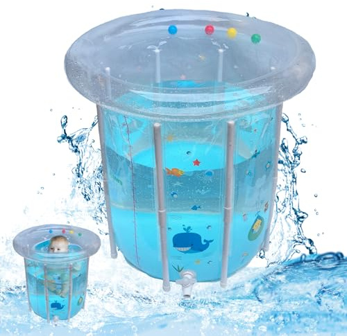 Kiddie Pool 29, 5x31, 5 pouces Piscine gonflable pour bébé Motif dessin animé Bébé nageant avec drainage Transparent scellé PVC Refroidissement pour tout-petits pour les journées chaudes