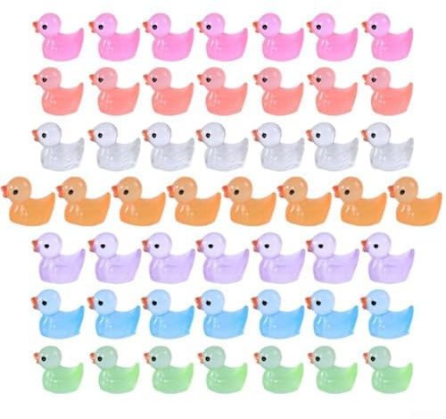 Set di ornamenti fluorescenti a forma di anatre – decorazione paesaggistica in miniatura in resina per giardino, prato e composizioni floreali, 50 pezzi