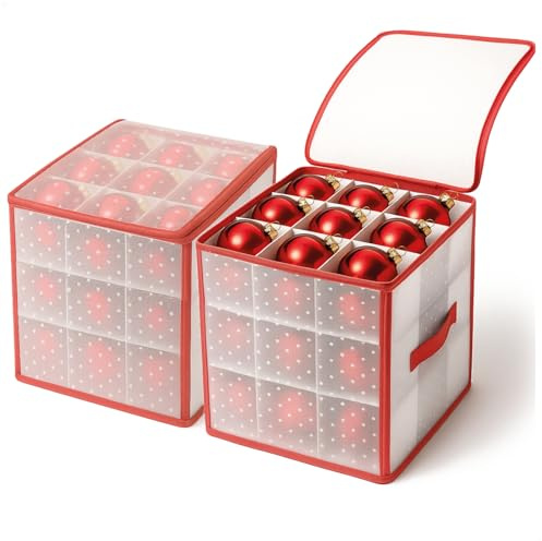 COM-FOUR® 2X Aufbewahrungsbox für insgesamt 54 Weihnachtskugeln | Christbaumschmuck-Sortierbox - Christbaumkugeln- und Weihnachtsdeko-Organizer - Aufbewahrung für Weihnachtsschmuck