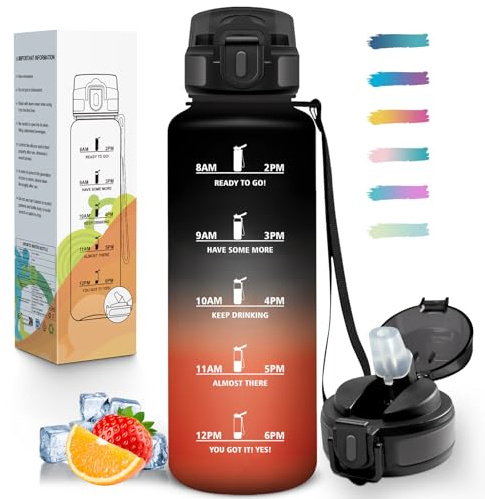 Mulbijeo Trinkflasche 1 5 Liter, Auslaufsicher, Wasserflasche Kohlensäure Geeignet, Sportflasche BPA-Frei, Wasserflasche mit Strohhalm, Trinkflasche Sport für Outdoor, Wandern, Fitness, Radfahren
