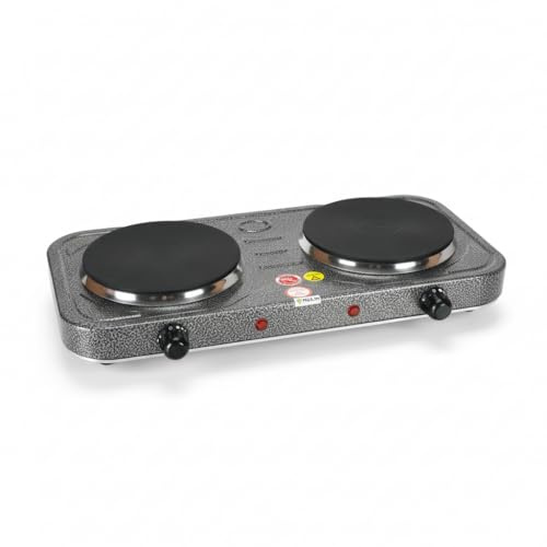 MULIN Piastra Elettrica per Cucinare 2000W, Fornello Elettrico Compatto con Piastra in Ghisa Ø15,5 cm, Fornellino Elettrico Piccolo da Tavolo, per Uso Domestico e Campeggio