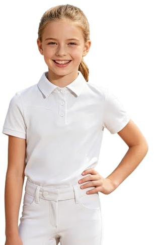Vxuxlje Kids Horse Riding Shirts Breathable Equestrian Apparel Quick Dry Show Shirt Short Sleeve T-Shirt