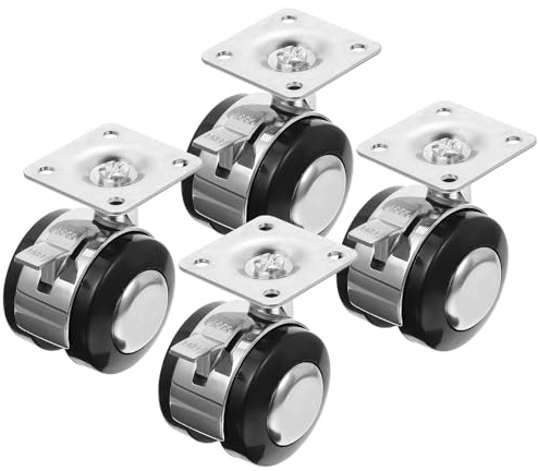 MAGICLULU 4pièces Lot de Roulettes Solides avec Frein pour Chaise de Bureau Roues Silencieuses et Résistantes pour Meubles et Déménagement Faciles à Installer et Protégent Tous Types de
