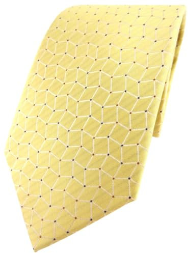 TigerTie Designer Seidenkrawatte in gelb blau orange gemustert, klassische 8 cm Breite, ideal für Geschäftstermine, festliche Anlässe und Freizeit