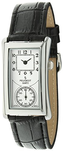 Peugeot Vintage Contoured Doctors Style Watch with Leather Band, Silver, S, Vintage