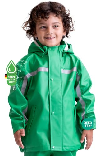 BMS Kinder Regenjacke, SoftSkin, Wasserdicht | Strapazierfähige, wasserdichte Jacke mit abnehmbarer Kapuze für Kindergarten, Schule und Outdoor
