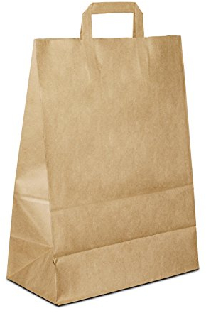 Papiertüten Braun mit Flach-Henkel I 250 Stk. 32+17x44cm I Papiertragetasche für Einzelhandel, Hochzeit, Geburtstag, TO-GO I Geschenktüten aus Kraftpapier I HUTNER