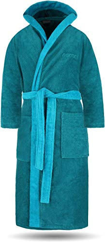 normani 100% Baumwoll Bademantel Saunamantel zweifarbig und einfarbig mit und ohne Kapuze für Damen und Herren (Gr. XS - 4XL)