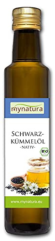 Mynatura Bio Schwarzkümmelöl 250ml I Kaltgepresst I Hochwertige Fettsäuren I Vegan I Speiseöl I Pflegeöl I Schwarzkümmel I DE-ÖKO-044 (1 x 250ml)