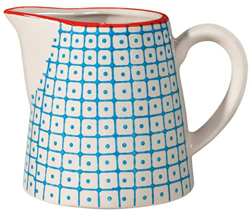 Bloomingville Milchkännchen Carla Retro Sahnekännchen Kännchen kleine Kanne Ø 8,5 x H 8,5 cm, blau, Keramik, fasst ca. 250 ml