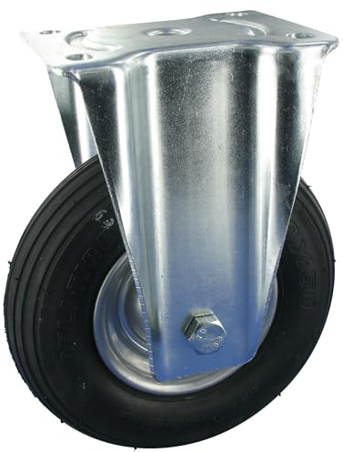 Rollentechnik Bockrolle Rad Luftreifen Ø210x65 mit Rollenlager & Anschraubplatte Bauhöhe 250mm Tragfähigkeit 100 kg