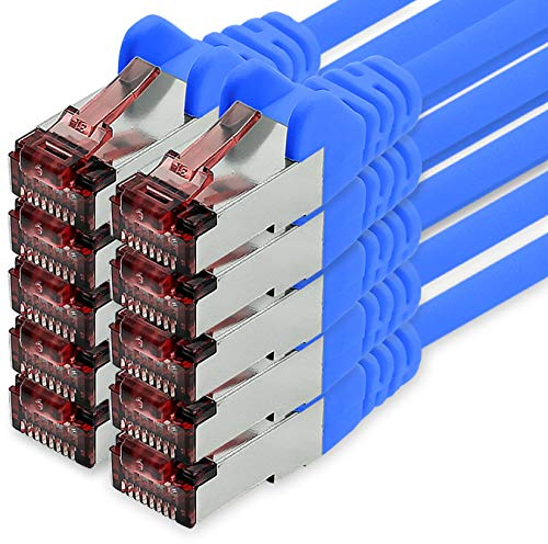 freiwerk Netzwerkkabel Cat.6 0,25m blau - 10 x Ethernetkabel Lankabel Cat6 Lan Netzwerk Kabel Sftp Pimf Patchkabel 1000 Mbit s