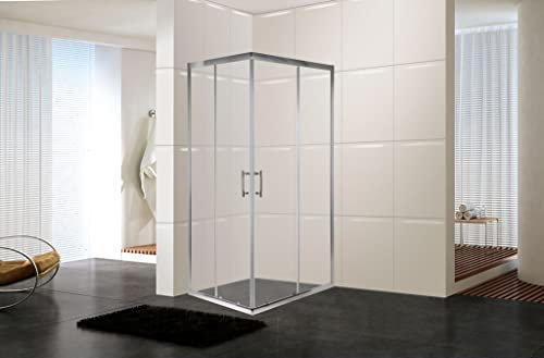 BOX DOCCIA CABINA BAGNO 70X90 CM VETRO OPACO TRASPARENTE SCORREVOLE ANGOLARE - TRASPARENTE